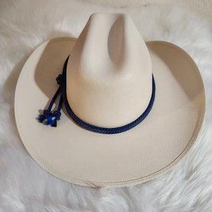 Kids Alamo Western Hat with headband size U.S.A 6 7/8, MEX 55.  Blue hat band.